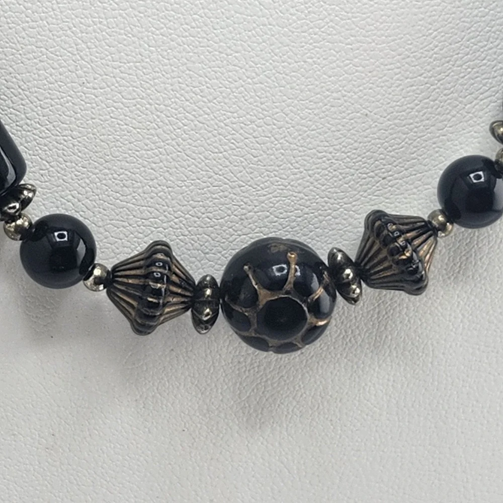 Vintage Black Bead‎ Choker Necklace